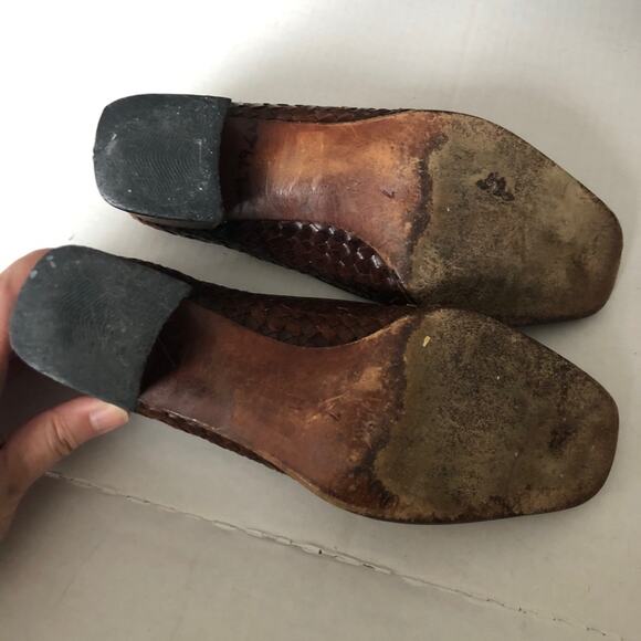 Sesto Meucci Woven Loafer Block Heel Brown 7 Italy - Picture 4 of 12